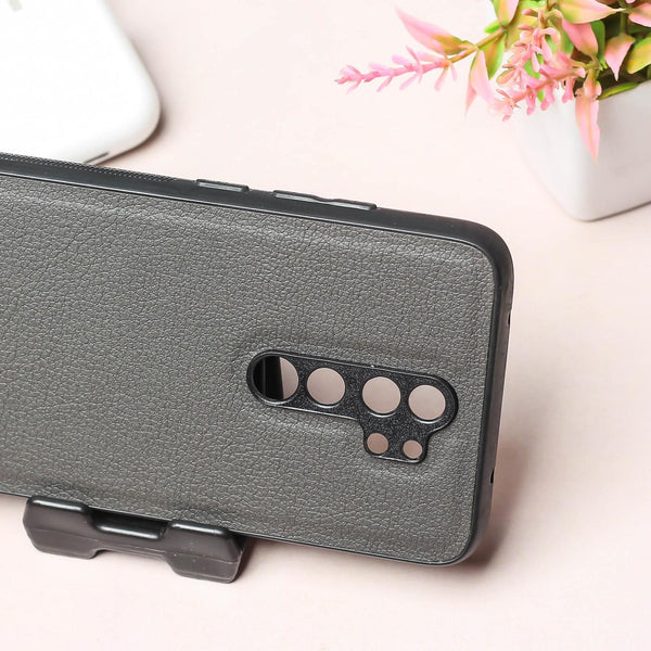 Raised Edges Grey Leather Case for Redmi Note 8 Pro