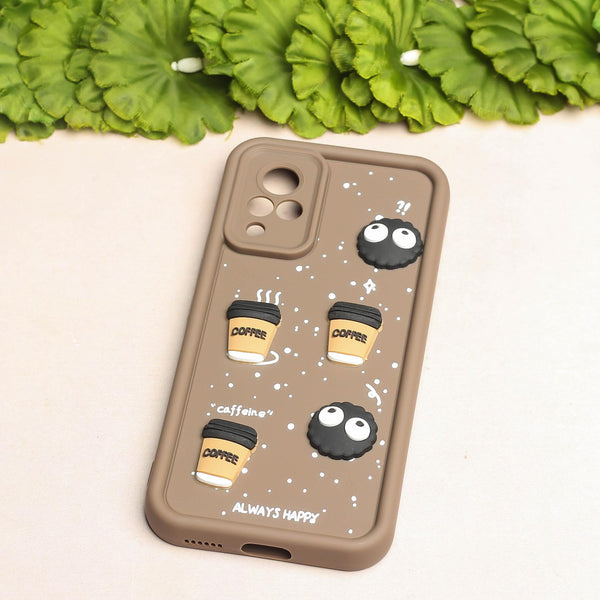 Brown COFFEE (ALWAYS HAPPY) Silicone case for Vivo V21