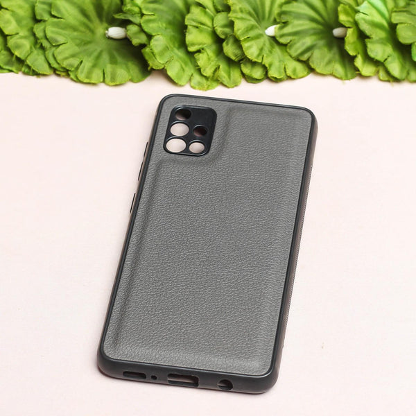 Raised Edges Grey Leather Case for Samsung A51