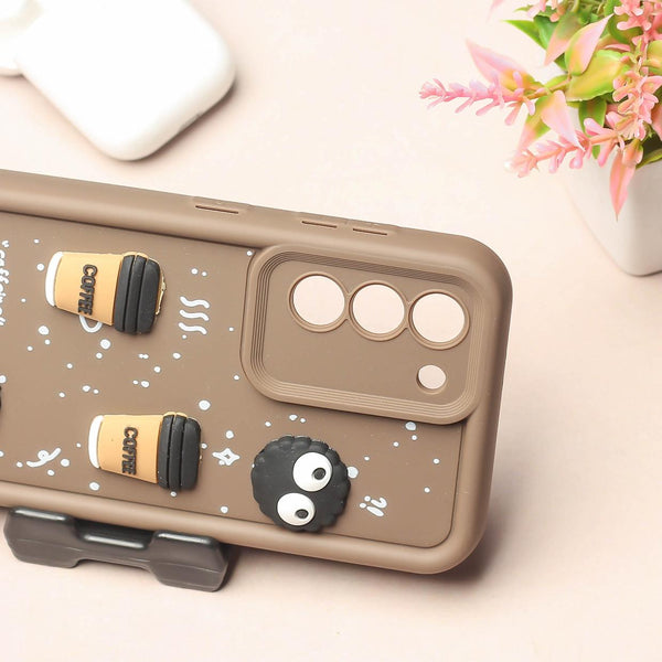 Brown COFFEE (ALWAYS HAPPY) Silicone case for Samsung S23
