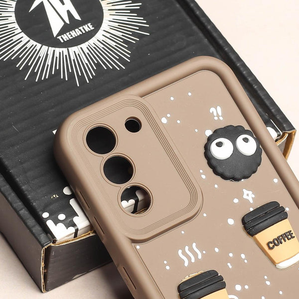 Brown COFFEE (ALWAYS HAPPY) Silicone case for Samsung S23