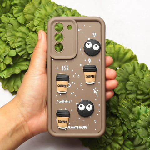 Brown COFFEE (ALWAYS HAPPY) Silicone case for Samsung S23
