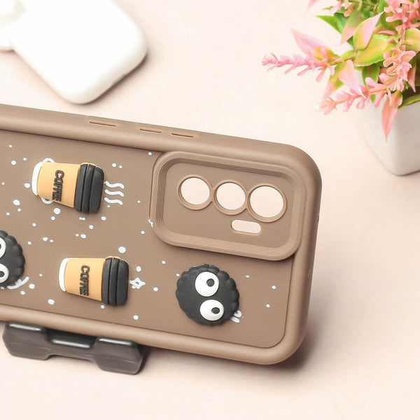 Brown COFFEE (ALWAYS HAPPY) Silicone case for Vivo V23e