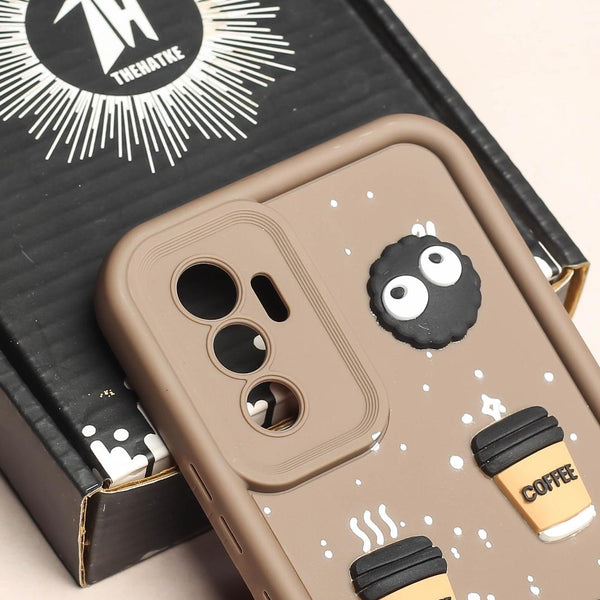 Brown COFFEE (ALWAYS HAPPY) Silicone case for Vivo V23e