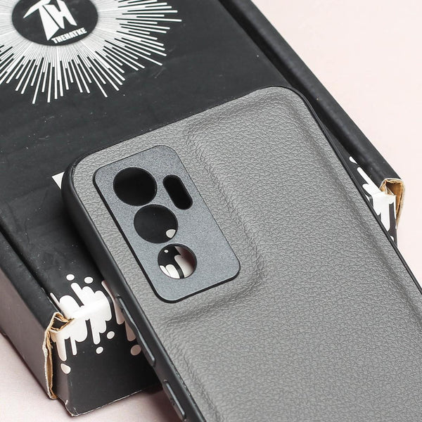 Raised Edges Grey Leather Case for Vivo V23e