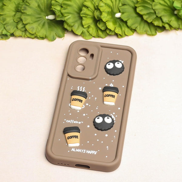 Brown COFFEE (ALWAYS HAPPY) Silicone case for Vivo V23e