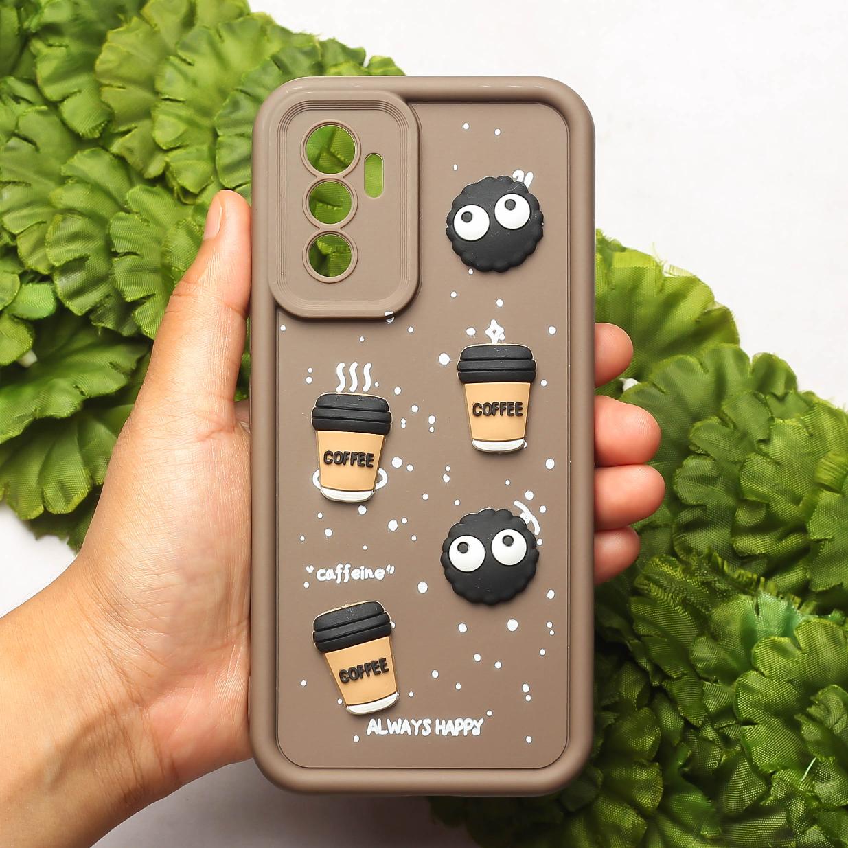 Brown COFFEE (ALWAYS HAPPY) Silicone case for Vivo V23e