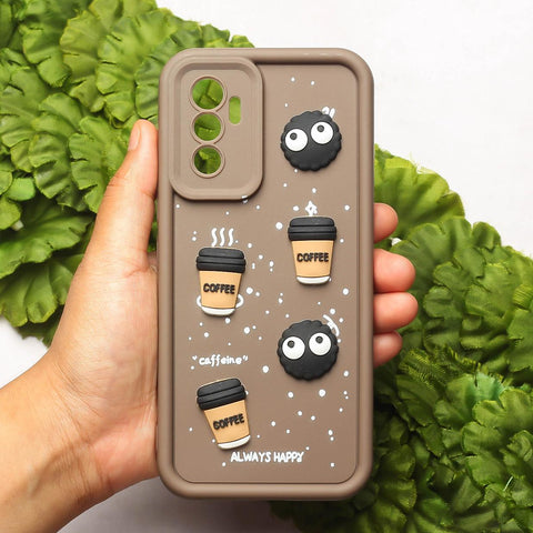 Brown COFFEE (ALWAYS HAPPY) Silicone case for Vivo V23e