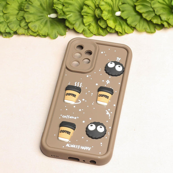 Brown COFFEE (ALWAYS HAPPY) Silicone case for Samsung A32 4g