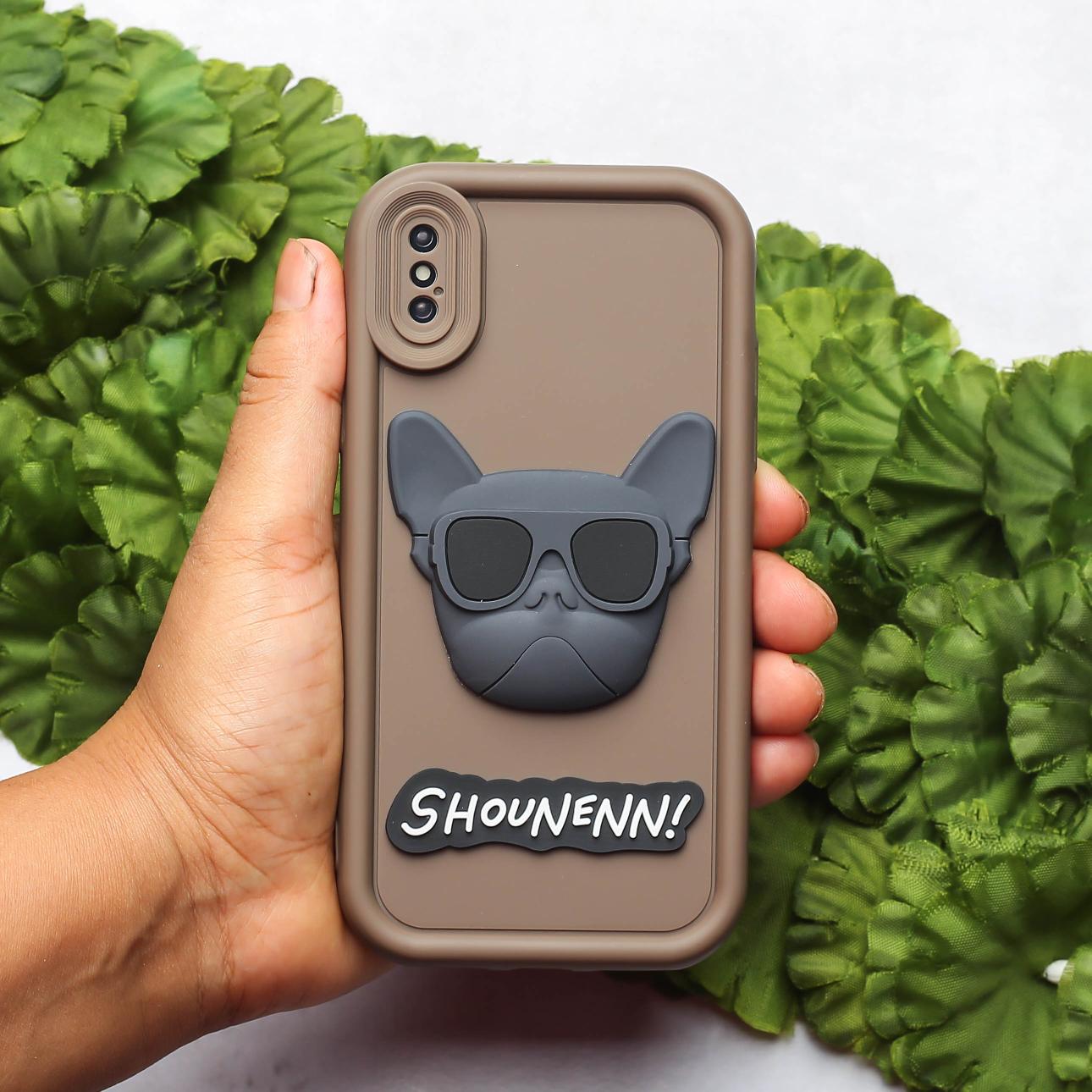 Dark Brown SHOUNENN BULLDOG Silicone case for Apple iphone X/Xs