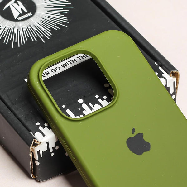 Olive Green Original Silicone case for Apple iphone 15 Pro