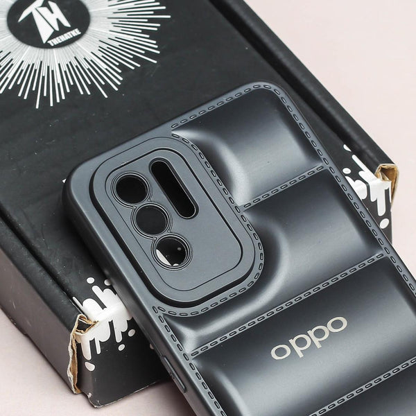 Black Puffon silicone case for Oppo F19 Pro Plus