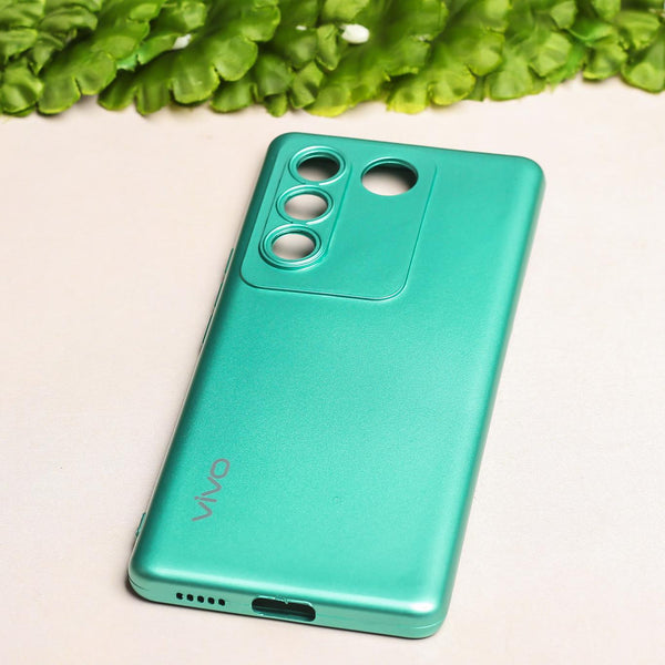 Dark Green Metallic Finish Silicone Case for Vivo V27 Pro 5G