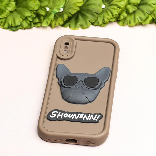 Dark Brown SHOUNENN BULLDOG Silicone case for Apple iphone X/Xs