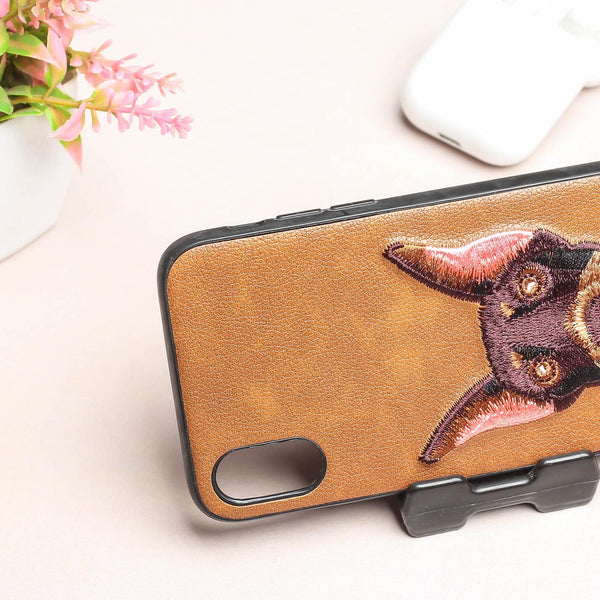 Brown Leather Doberman Ornamented for Apple Iphone X/XS