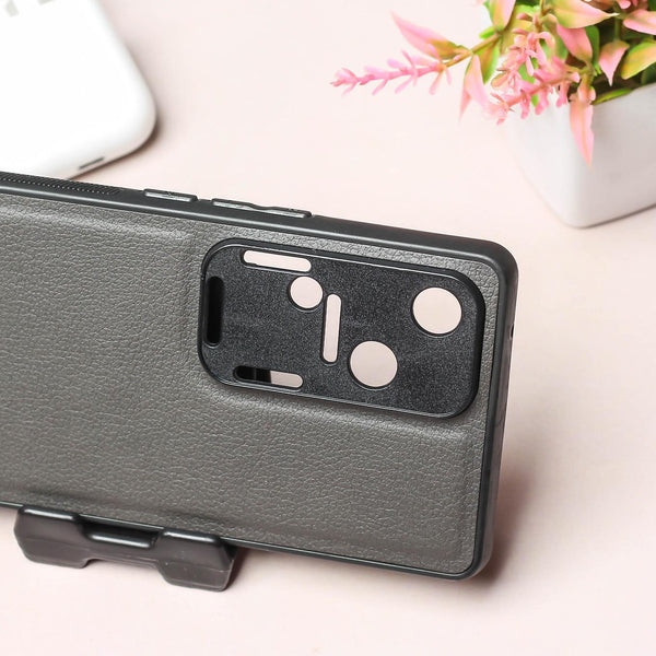 Raised Edges Grey Leather Case for Vivo V30