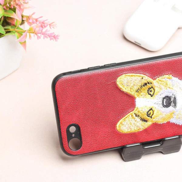 Wine Leather Corgi Ornamented for Apple Iphone 7 Plus