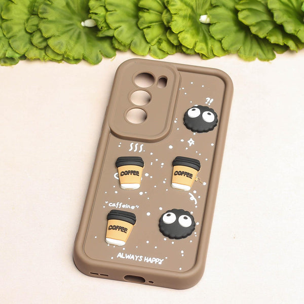 Brown COFFEE (ALWAYS HAPPY) Silicone case for Oppo Reno 12