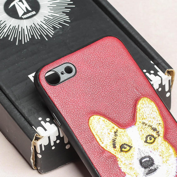 Wine Leather Corgi Ornamented for Apple Iphone 7 Plus