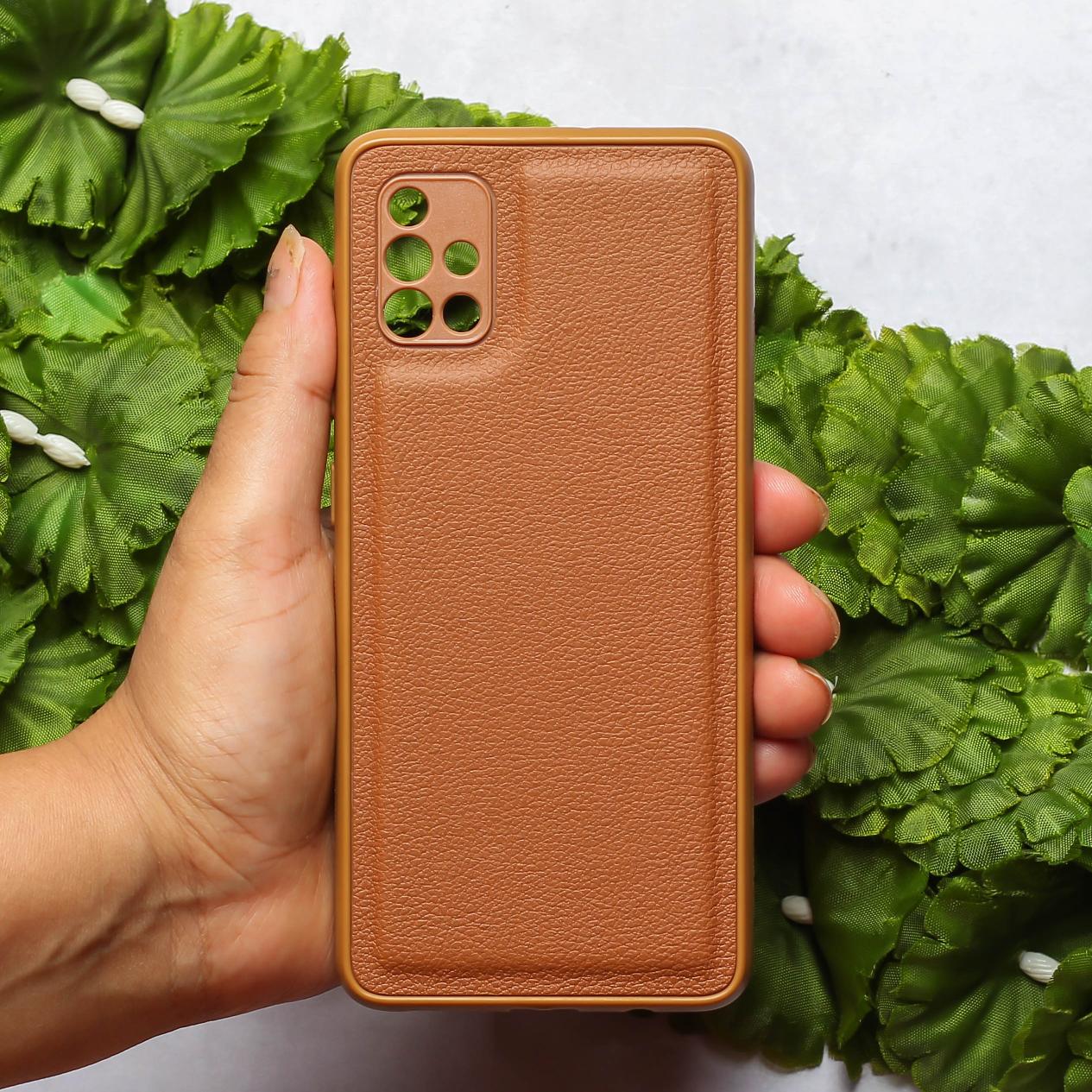 Raised Edges Brown Leather Case for Samsung A51