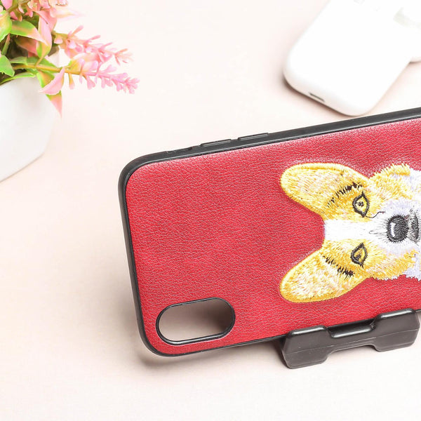 Wine Leather Corgi Ornamented for Apple Iphone X/XS