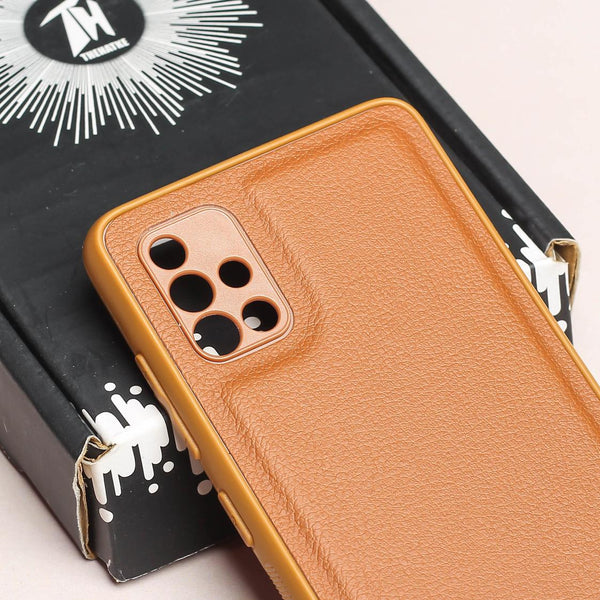 Raised Edges Brown Leather Case for Samsung A51