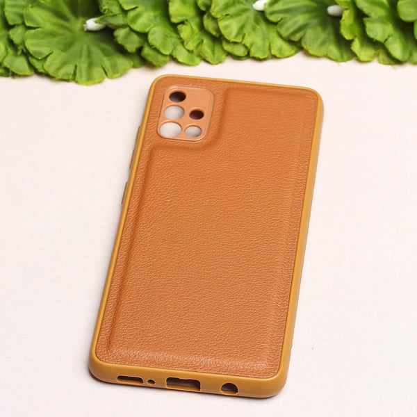 Raised Edges Brown Leather Case for Samsung A51