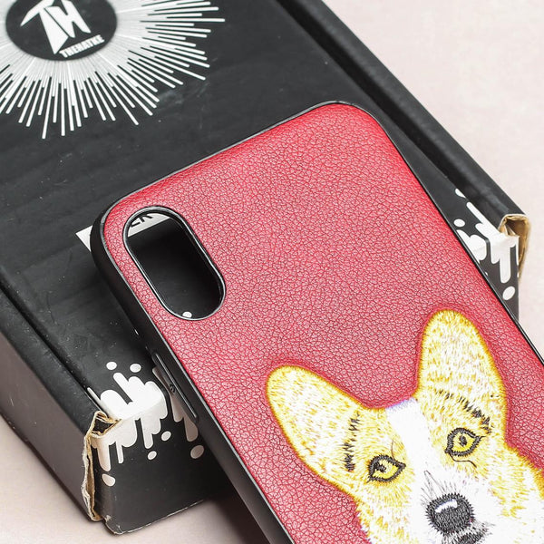 Wine Leather Corgi Ornamented for Apple Iphone X/XS