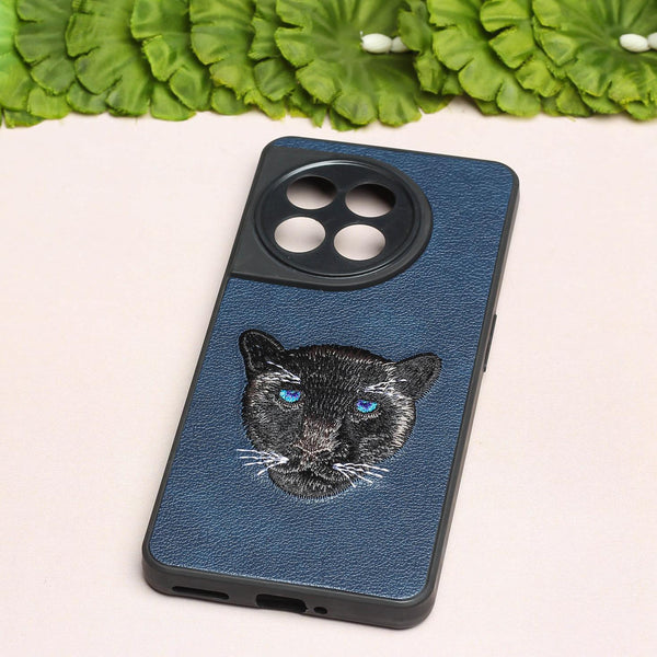 Dark Blue Leather Black Panther Ornamented for Oneplus 11R