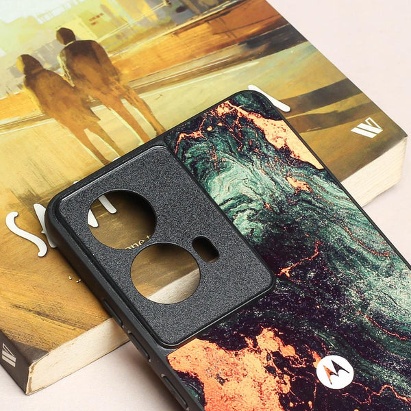 Green Golden elegance marble metal back case for Moto G85