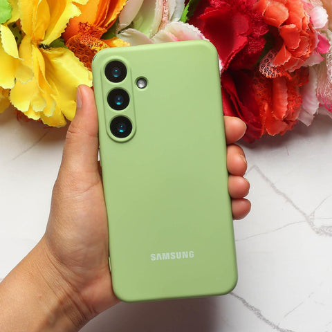 Light Green Camera Original Silicone case for Samsung S25 Plus