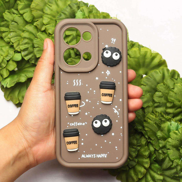 Brown COFFEE (ALWAYS HAPPY) Silicone case for Oppo Reno 13