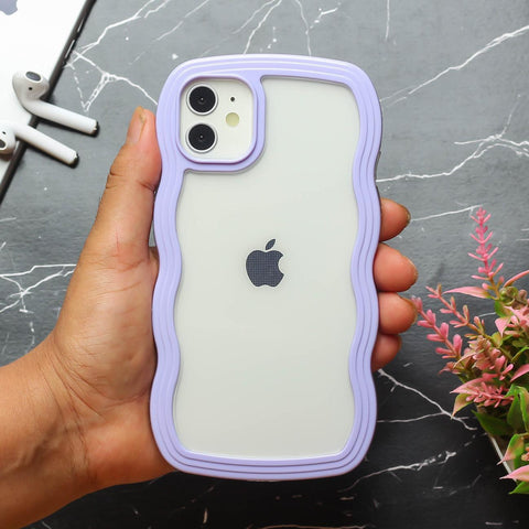 Purple Zig Zag Frame Silicon Case for Apple Iphone 11