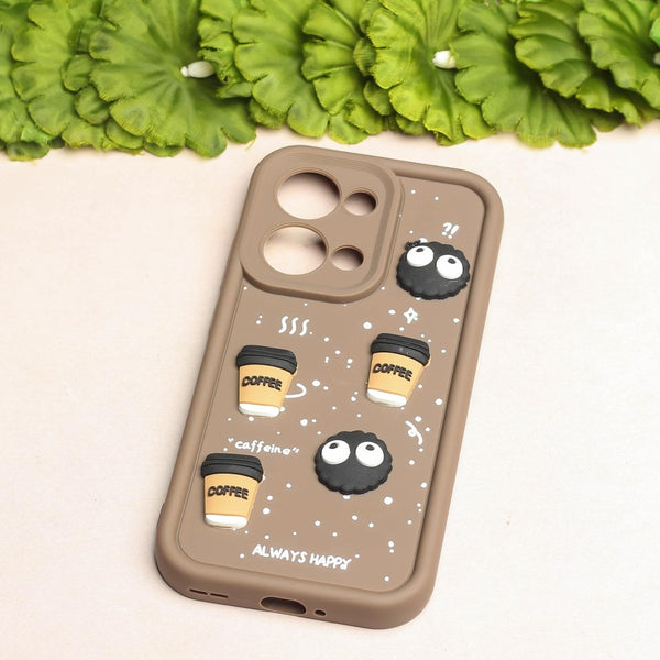 Brown COFFEE (ALWAYS HAPPY) Silicone case for Oppo Reno 13