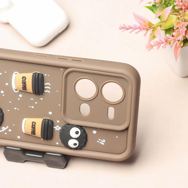 Brown COFFEE (ALWAYS HAPPY) Silicone case for Vivo V25