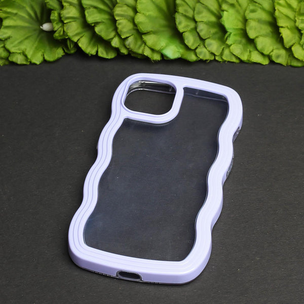 Purple Zig Zag Frame Silicon Case for Apple Iphone 15 Plus