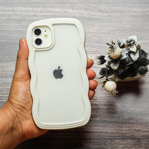 White Zig Zag Frame Silicon Case for Apple Iphone 11