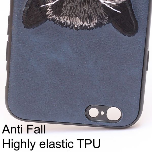 Dark Blue Leather Black Panther Ornamented for Apple Iphone 6/6s