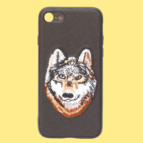 Black Leather Brown Fox Ornamented for Apple iPhone 8