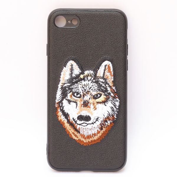Black Leather Brown Fox Ornamented for Apple iPhone 8