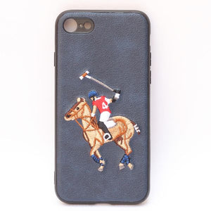 Blue Leather Horse rider Ornamented for Apple iPhone 7