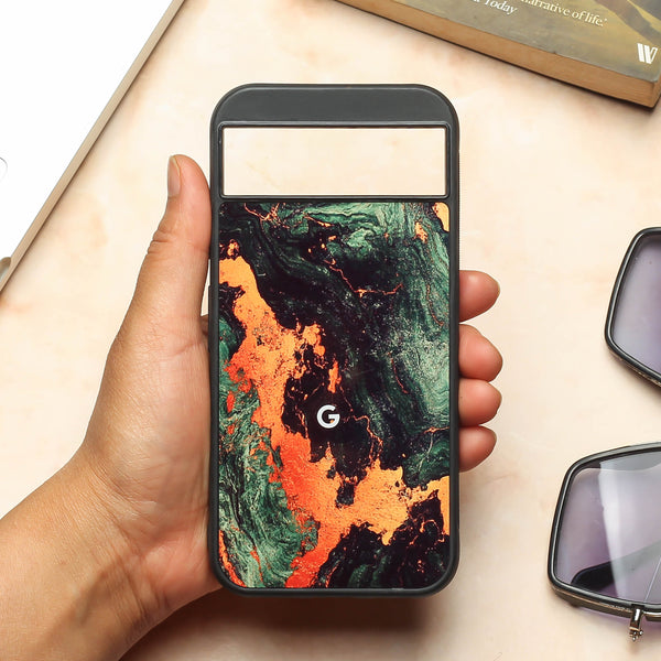 Green Golden elegance marble metal back case for Google Pixel 8