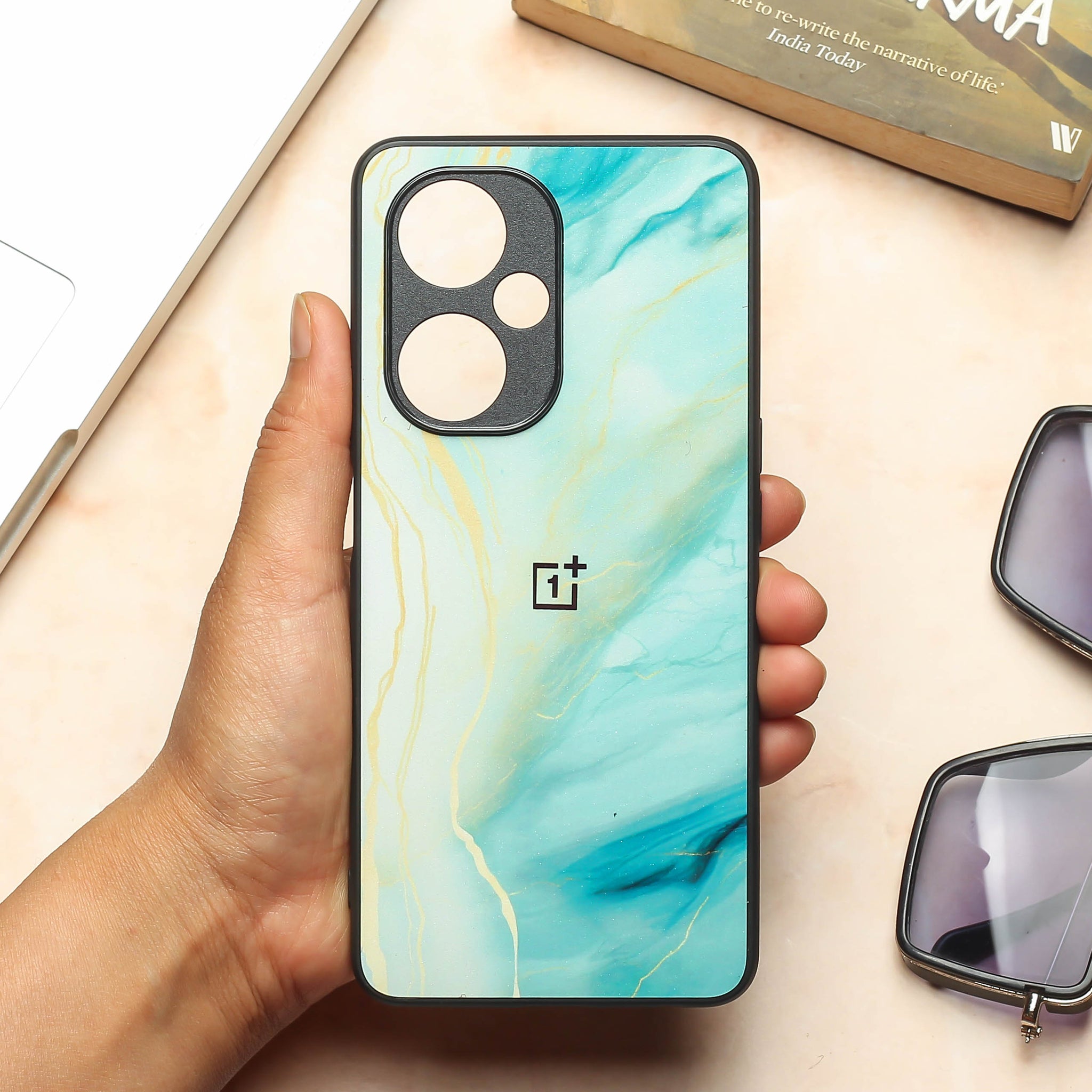 Green Luxe Marble metal back case for OnePlus Nord CE 3 Lite