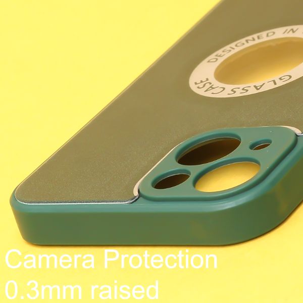3D Dark Green Glass Logo Cut Silicone case for Apple iphone 13