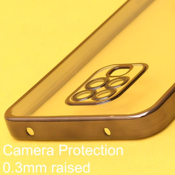 Black 6D Chrome Logo Cut Transparent Case for Redmi Note 9 Pro