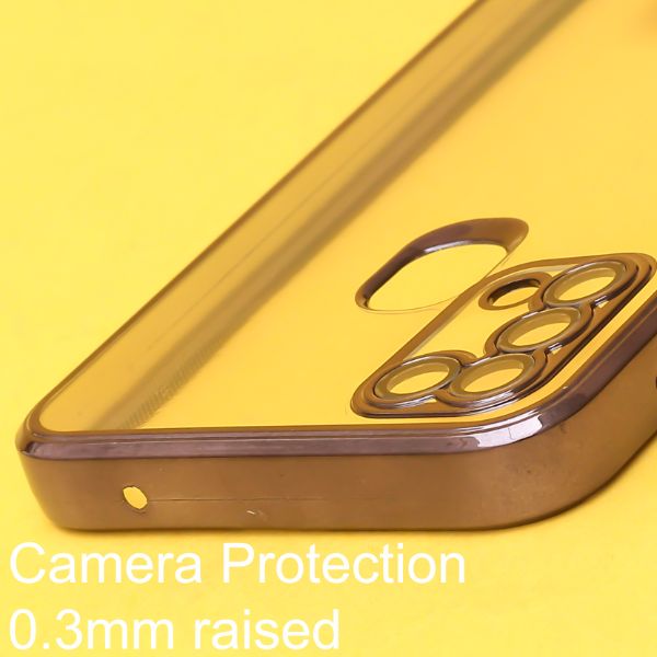 Black 6D Chrome Logo Cut Transparent Case for Samsung F41