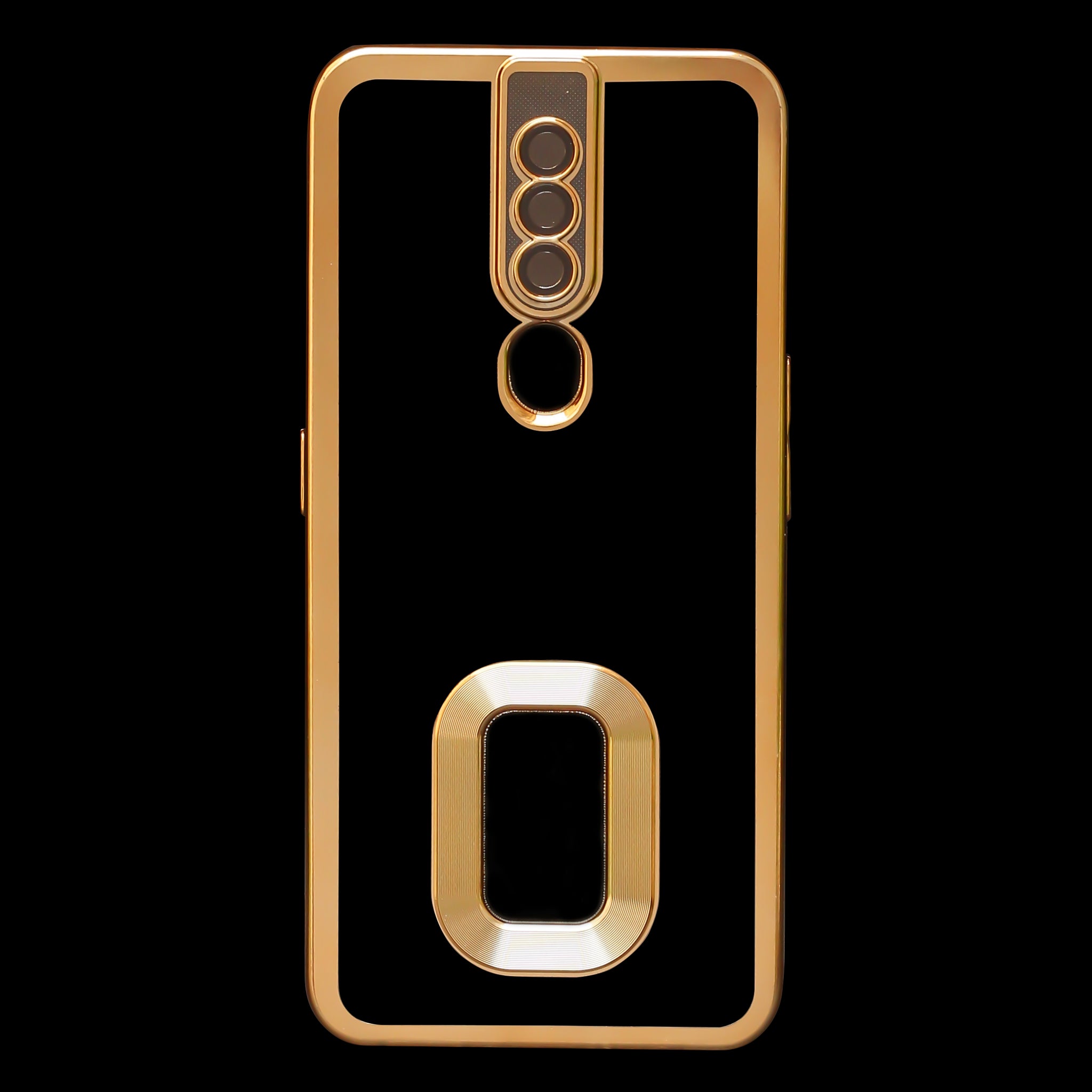 Gold 6D Chrome Logo Cut Transparent Case for Oppo F11 Pro