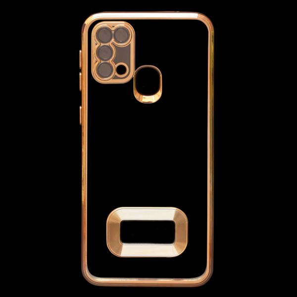 Gold 6D Chrome Logo Cut Transparent Case for Samsung M21