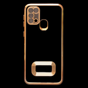 Gold 6D Chrome Logo Cut Transparent Case for Samsung M31