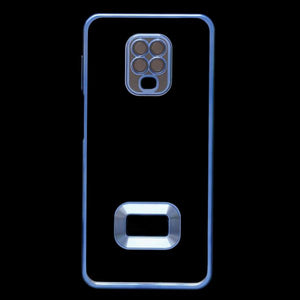Blue 6D Chrome Logo Cut Transparent Case for Redmi Note 9 Pro Max